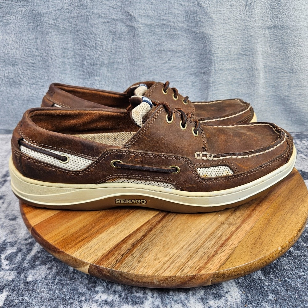 Sebago Becket Boat Shoes Mens Size 11.5 M Copper Tan Lace Up Dockside Casual